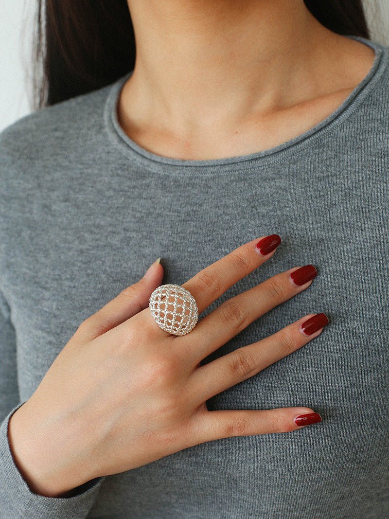 Hollow Mesh Orb Ring - floysun