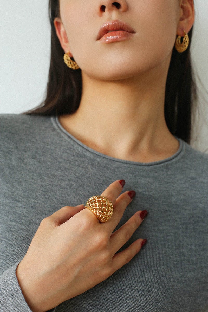 Hollow Mesh Orb Ring - floysun