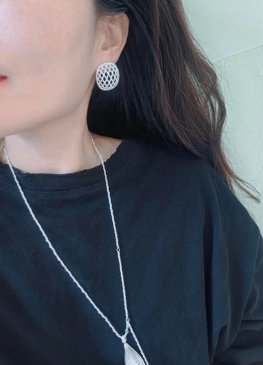 Hollow Mesh Orb Stud Earrings - floysun