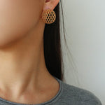 Hollow Mesh Orb Stud Earrings - floysun