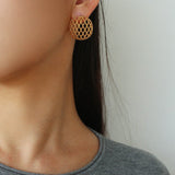 Hollow Mesh Orb Stud Earrings - floysun