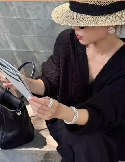 Hollow Mesh Orb Stud Earrings - floysun