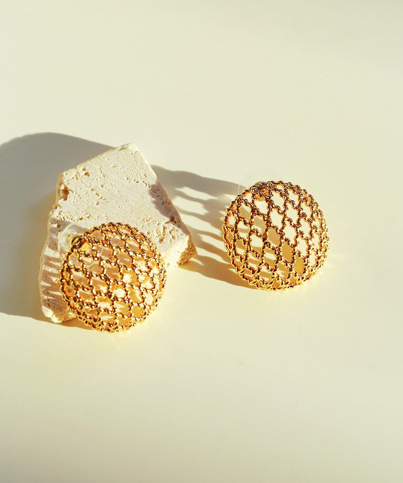 Hollow Mesh Orb Stud Earrings - floysun