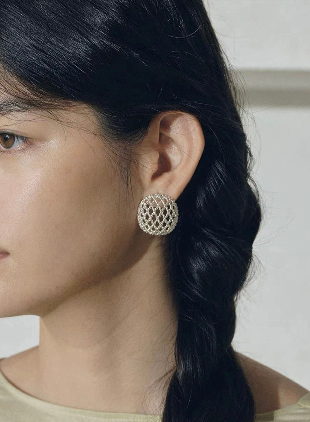 Hollow Mesh Orb Stud Earrings - floysun