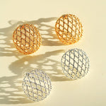 Hollow Mesh Orb Stud Earrings - floysun