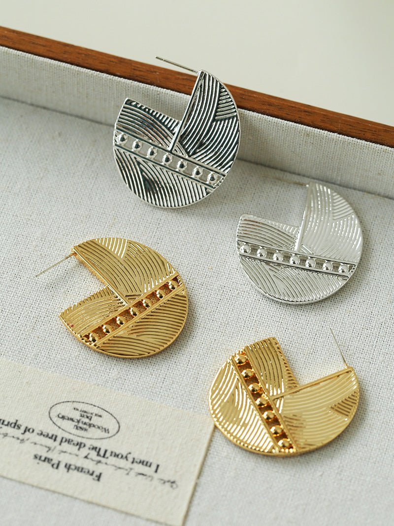 Hollow Woven Geometric Earrings - floysun