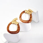 Hoop-shaped Brown Resin Drop Stud Earrings - floysun