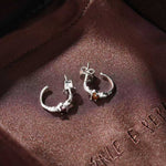Hugging Hand & Red Tiger's Eye Hoop Earrings - floysun