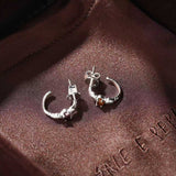 Hugging Hand & Red Tiger's Eye Hoop Earrings - floysun
