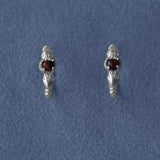 Hugging Hand & Red Tiger's Eye Hoop Earrings - floysun