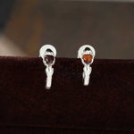 Hugging Hand & Red Tiger's Eye Hoop Earrings - floysun
