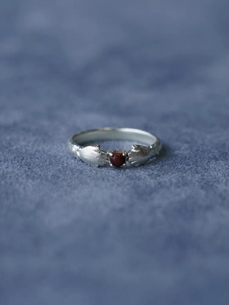 Hugging Hands & Red Tiger's Eye Ring - floysun
