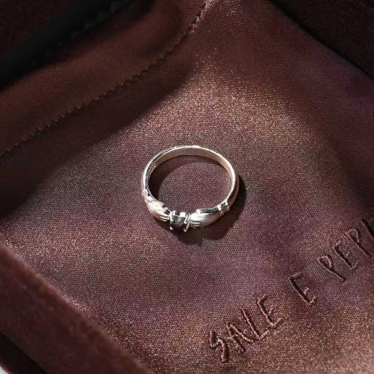 Hugging Hands & Red Tiger's Eye Ring - floysun
