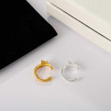 Organic Liquid Metal Ear Cuff - S925 Sterling Silver with Teardrop Zircon