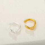 Organic Liquid Metal Ear Cuff - S925 Sterling Silver with Teardrop Zircon