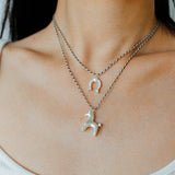 Lucky Horse & Horseshoe 2Pcs Cord Necklace Set | Meaningful Stackable Choker