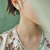 Two-Tone Brushed S925 Silver & Green Aventurine Beaded Necklace