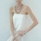 Solid Natural Green Aventurine Beaded Necklace