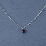 Vintage Red Tiger's Eye Heart Pendant Necklace