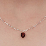 Vintage Red Tiger's Eye Heart Pendant Necklace