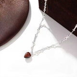 Vintage Red Tiger's Eye Heart Pendant Necklace
