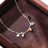 Vintage Red Tiger's Eye Charm Necklace | Heart Series Choker
