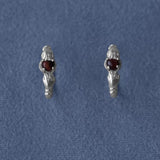 Hugging Hand & Red Tiger's Eye Hoop Earrings