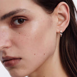 Hugging Hand & Red Tiger's Eye Hoop Earrings