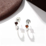 Hugging Hand & Red Tiger's Eye Hoop Earrings