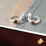 Hugging Hand & Red Tiger's Eye Hoop Earrings