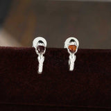 Hugging Hand & Red Tiger's Eye Hoop Earrings