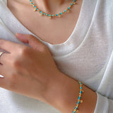 Soothing Blue Turquoise Tiny Flower Beaded Bracelet