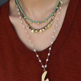 Soothing Blue Turquoise Tiny Flower Beaded Necklace