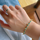 Soothing Blue Turquoise Tiny Flower Beaded Bracelet