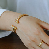 Vintage Crinkled Tin Foil Textured Pearl Open Cuff Bracelets