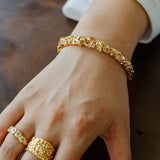 Lava Textured Cubic Zirconia Open Cuff Bracelet