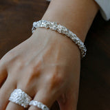Lava Textured Cubic Zirconia Open Cuff Bracelet