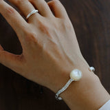 Vintage Hammered Lava Texture White Mother of Pearl Open Cuff Bracelet