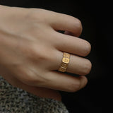 Multi Emotion Square Panel Open Adjustable Ring