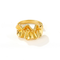 Front view of gold sculptural ruffle ring