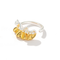 Two-tone gold and silver ruffle open ring