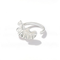 Angled view of silver ruffle open ring
