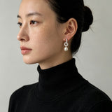 Natural Freshwater Pearl and Cubic Zirconia Interlocking Hoop Earrings