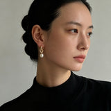 Natural Freshwater Pearl and Cubic Zirconia Interlocking Hoop Earrings