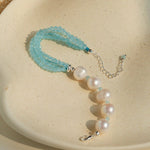 Ice Blue Cat Eye Layered Bracelet - floysun