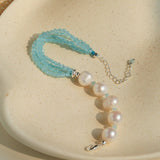 Ice Blue Cat Eye Layered Bracelet - floysun