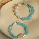 Ice Blue Cat Eye Layered Bracelet - floysun