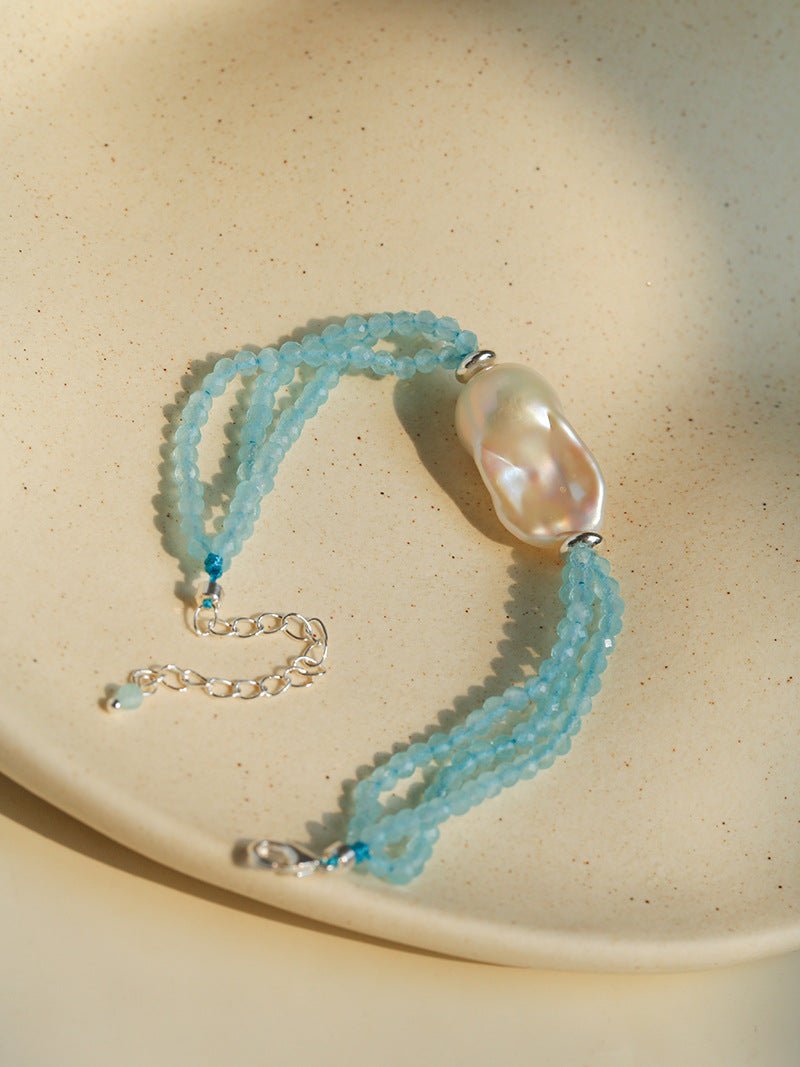 Ice Blue Cat Eye Layered Bracelet - floysun
