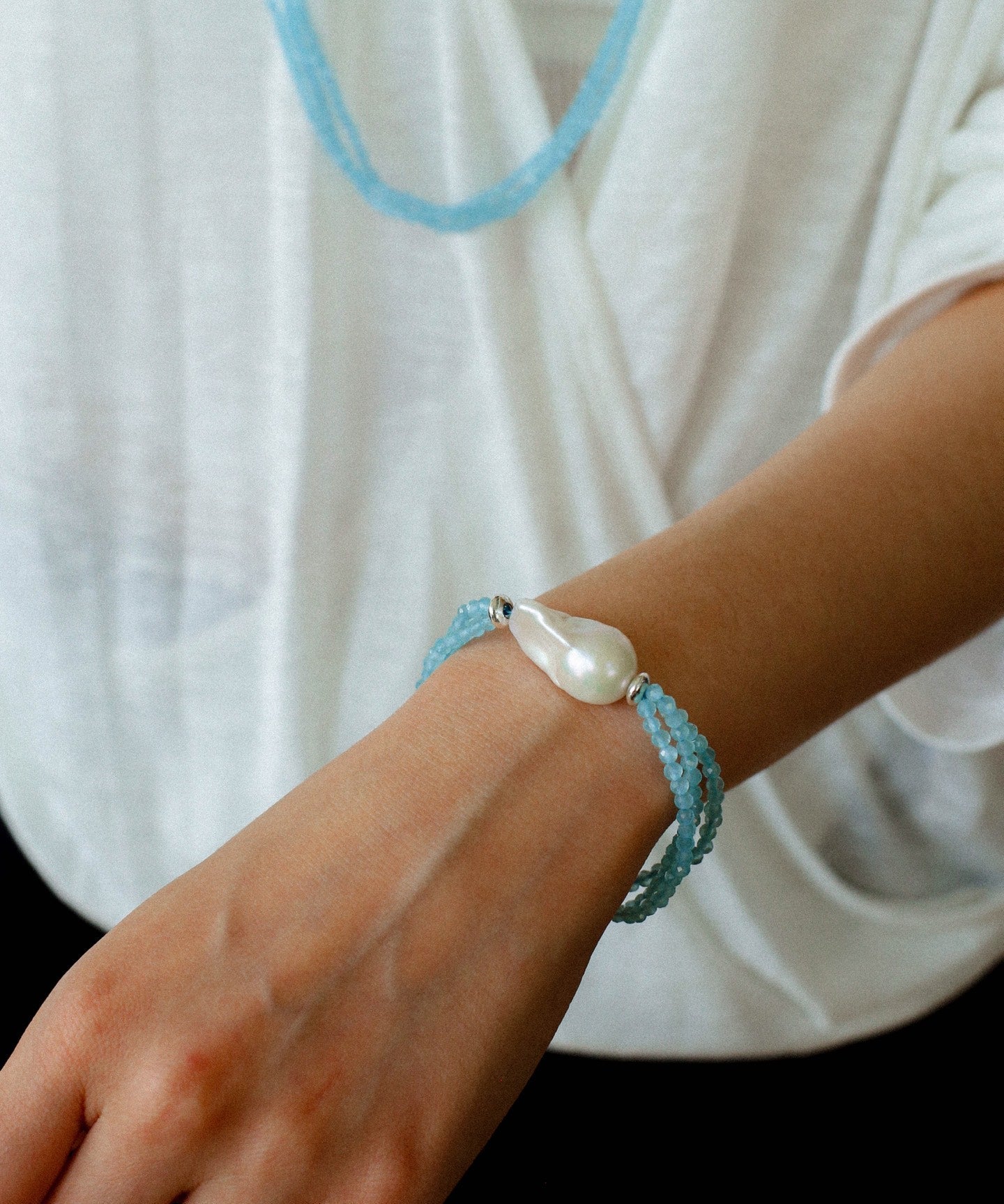 Ice Blue Cat Eye Layered Bracelet - floysun