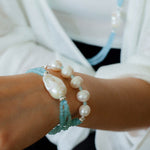 Ice Blue Cat Eye Layered Bracelet - floysun